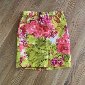 Pink and Yellow Floral Print Skirt